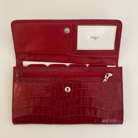 Abas Red Croc-Embossed Clutch Wallet - Picture 2 of 5